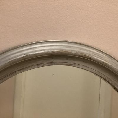 Oval brushed grey mirror 32