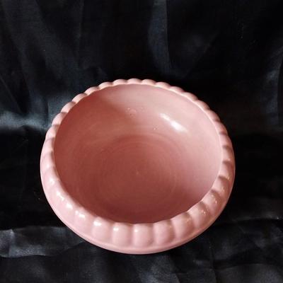 BEAUTIFUL MILKY GLASS VASE AND CANDY DISH SIGNED PINK DISH