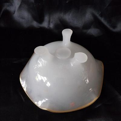 BEAUTIFUL MILKY GLASS VASE AND CANDY DISH SIGNED PINK DISH