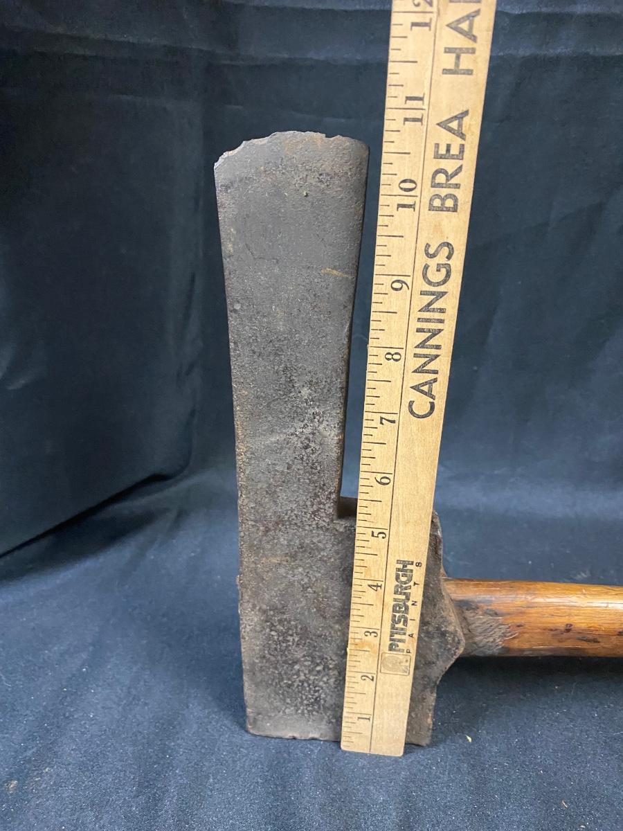 Primitive Antique Short Handled Blacksmith Hatchet Mortise Axe