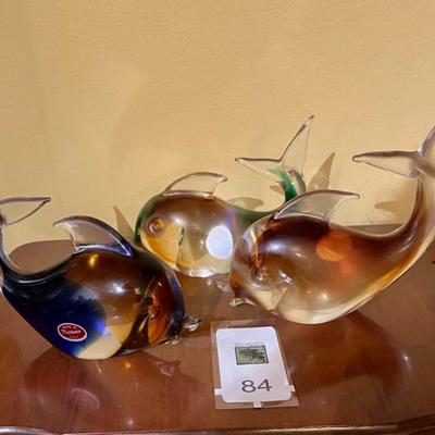 Group of 3 Murano glass fish