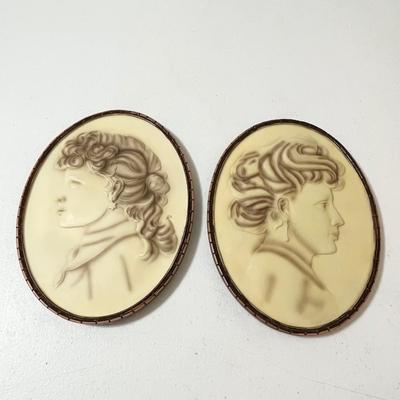 Pair (2) ~ Lady Silhouette Wall Plaques
