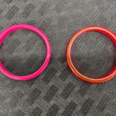Pink and orange bracelets