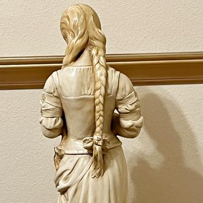 MARWAL ~ Young Woman With Flowers Vintage Chalkware Sculpture