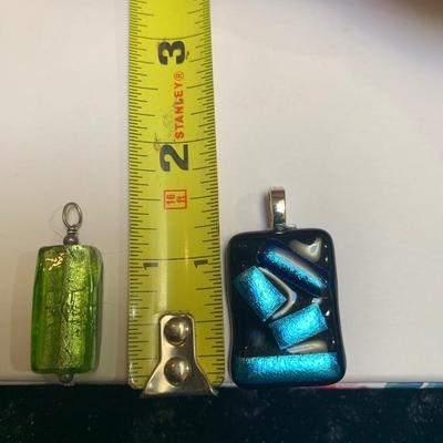 2 Glass Hand Blown Pendants