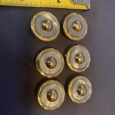 6 Round Gold Tone Button Covers