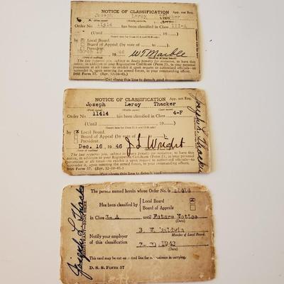 Vintage WWII Draft Papers