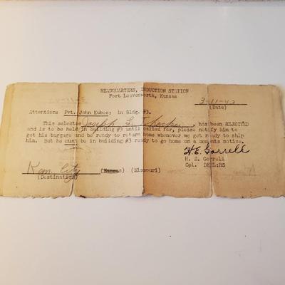 Vintage WWII Draft Papers