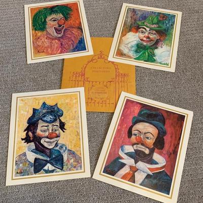 4 Vintage Clown Portraits By Michele