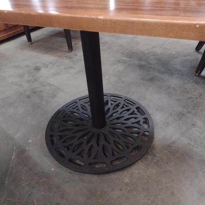 Commercial Grade Solid Wood Top with Cast Metal Pedestal Table