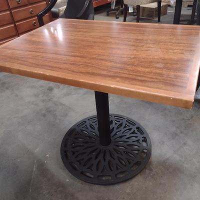Set of 4 Commercial Grade Solid Wood Top with Cast Metal Pedestal Tables
