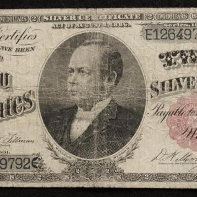 1891 2 $ SILVER CERTIFICATE F