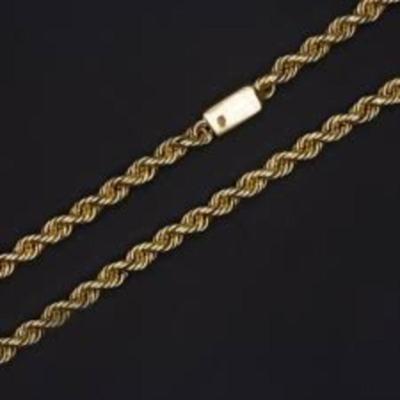 SOLID 18K YELLOW GOLD 33 GRAM TWISTED ROPE CHAIN