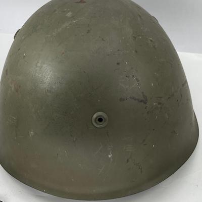 European WW2 Helmet with chin strap and 20" headband marked 55.