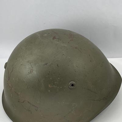 European WW2 Helmet with chin strap and 20" headband marked 55.