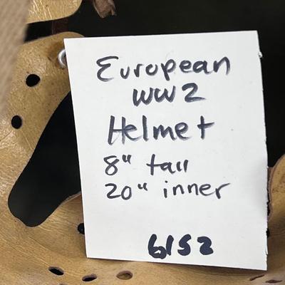 European WW2 Helmet with chin strap and 20" headband marked 55.