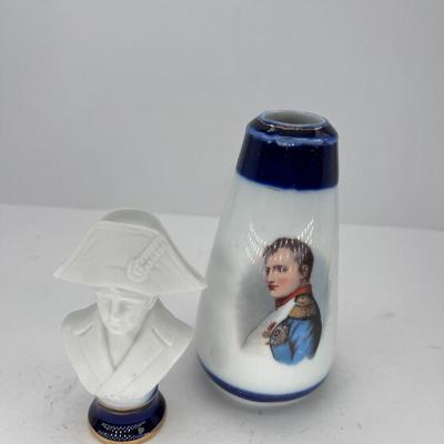8 1/2 " Parian Napoleon Bust on glazed stand marked 9076