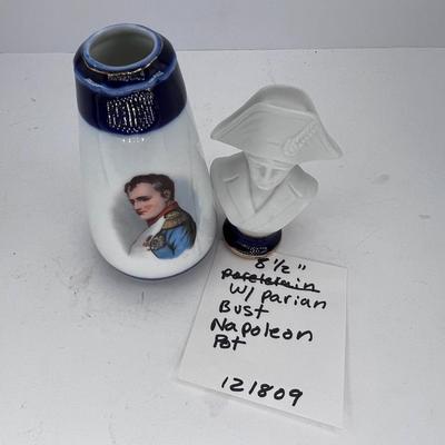 8 1/2 " Parian Napoleon Bust on glazed stand marked 9076