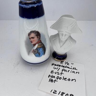 8 1/2 " Parian Napoleon Bust on glazed stand marked 9076