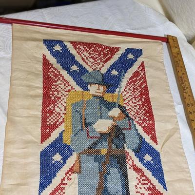Vintage Finished Cross Stitch Civil War Soldier