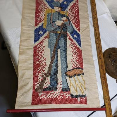 Vintage Finished Cross Stitch Civil War Soldier