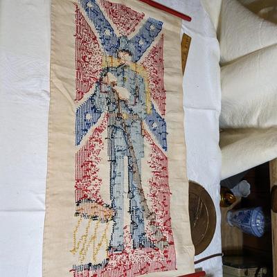 Vintage Finished Cross Stitch Civil War Soldier