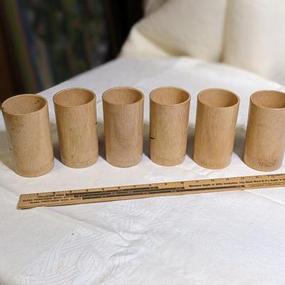 Vintage Hand Painted Bamboo Mid Century Barware Glasses