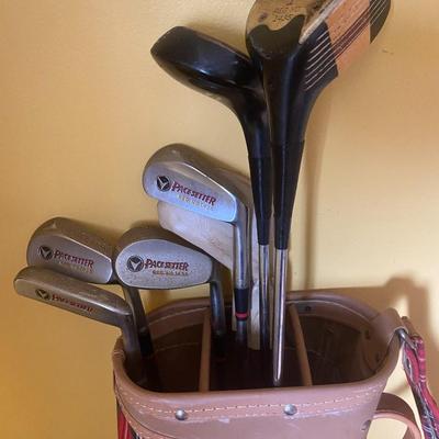 Set of Golf clubs and collection of totes