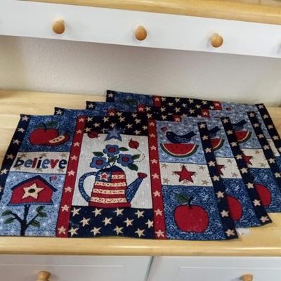 RED, WHITE AND BLUE ROOSTER DECOR