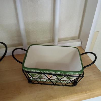 TEMP-TATIONS DIVIDED CASSEROLE DISH AND A SMALLER LOAF PAN