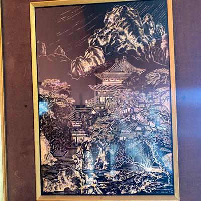 Etched foil Asian print