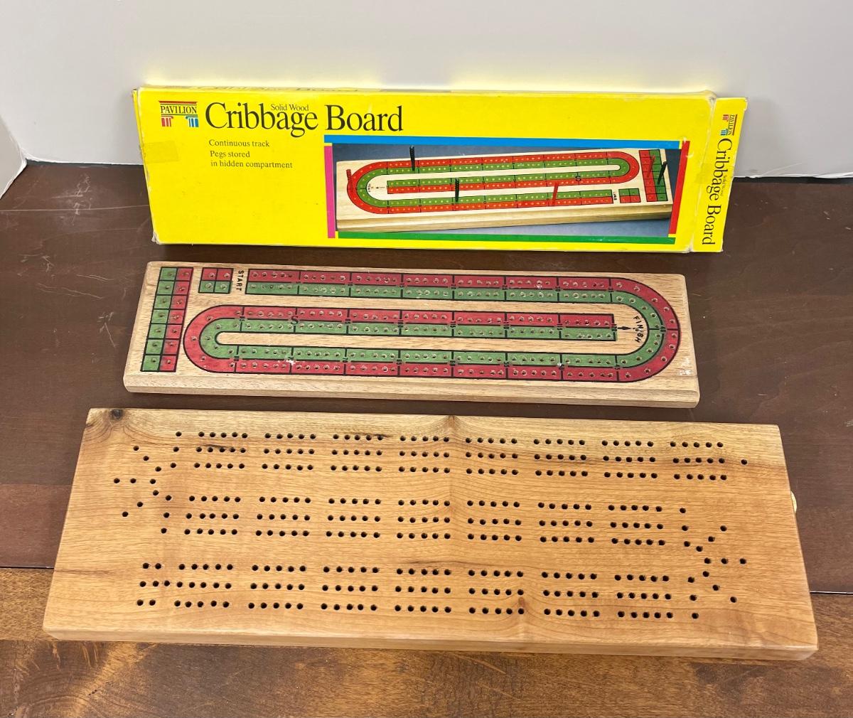 Pair of Retro Cribbage Boards with Instructions on Game Play