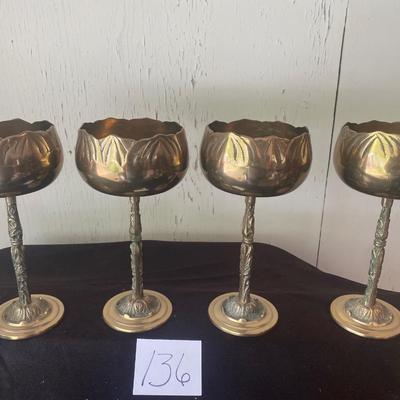 Mid Century Brass Wine Goblets