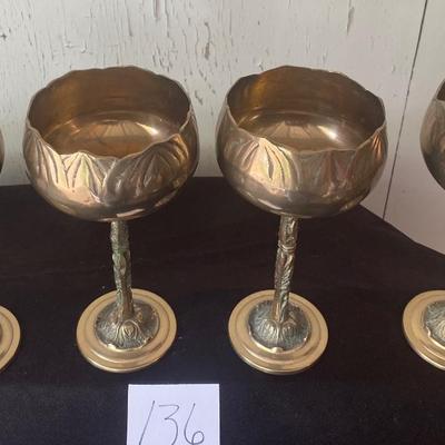 Mid Century Brass Wine Goblets