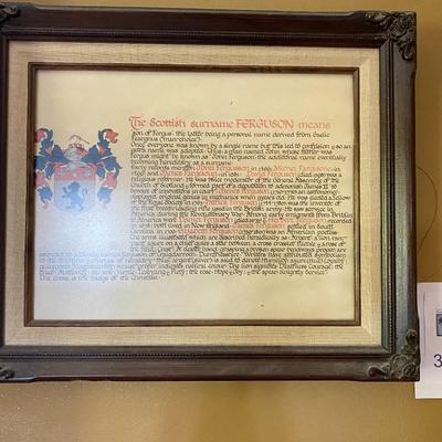 Framed Scottish Surname Meaning and Origin