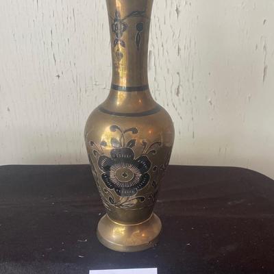 Vintage Etched Brass Vase
