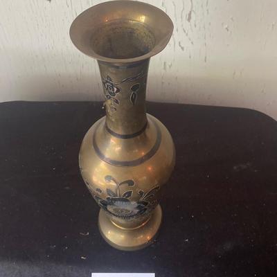 Vintage Etched Brass Vase