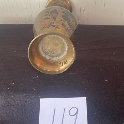 Vintage Etched Brass Vase