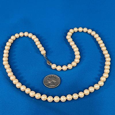 FAUX PEARL NECKLACE WITH STERLING CLASP