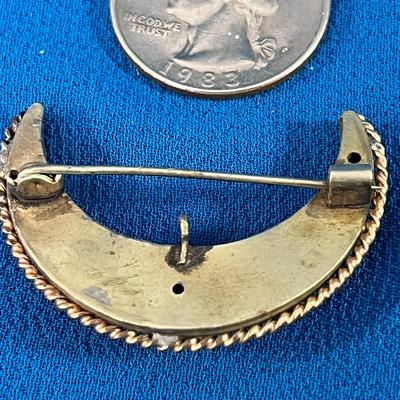 ANTIQUE RHINESTONE CRESCENT PIN