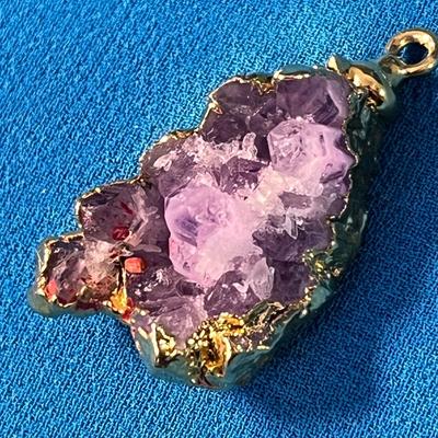 MAGNIFICENT NATURAL AMETHYST CRYSTAL CLUSTER PENDANT