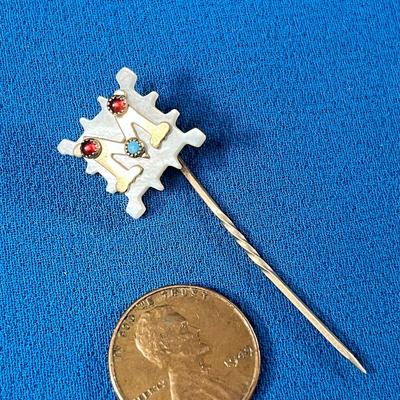 FANCY MOTHER OF PEARL OLD TIME STICK PIN â€œMâ€ MONOGRAM