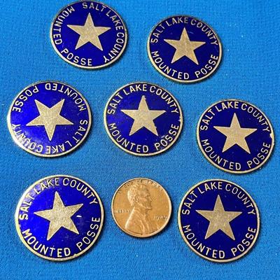 SALT LAKE COUNTY MOUNTED POSSE ENAMELED PLANCHETS X 7
