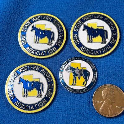 UTAH STATE WESTERN RIDING CLUBS ENAMELED DISKS X 4