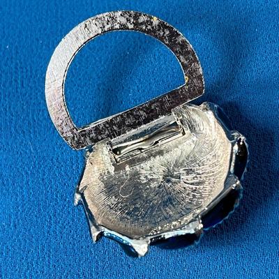 PINWHEEL PIN SCARF CLIP VINTAGE AVON DARK BLUE ENAMEL