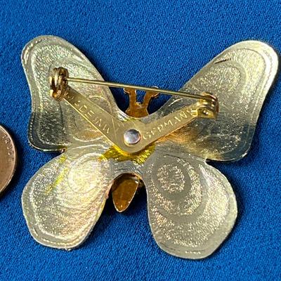 TWO TONE GOLD BUTTERFLY PIN â€œGERMANYâ€