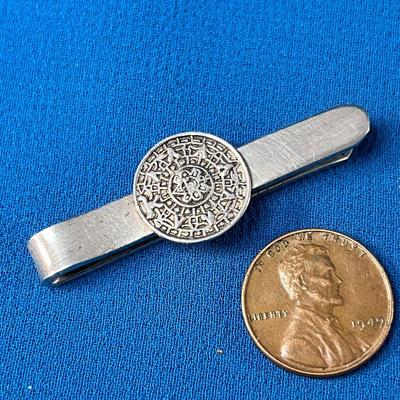 AZTEC CALENDAR STERLING TIE CLIP