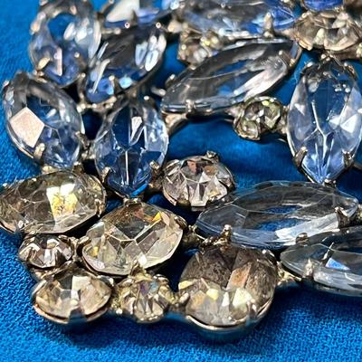 FAB LARGE VINTAGE RHINESTONE FLORAL BROOCH KRAMER STERLING