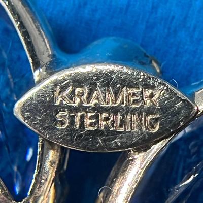 FAB LARGE VINTAGE RHINESTONE FLORAL BROOCH KRAMER STERLING