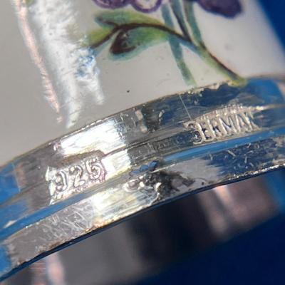 LOVELY ENAMELED STERLING THIMBLE â€œGERMANYâ€ FLORAL DESIGN